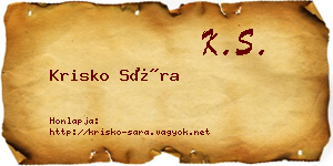 Krisko Sára névjegykártya